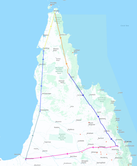 Map of Cape York safari route