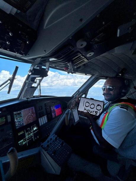 Pilot in aircraft cockpit